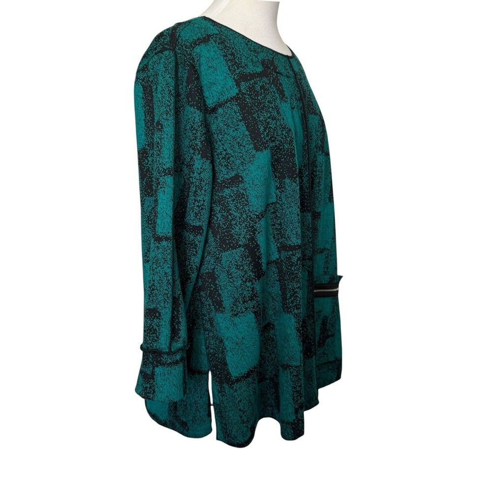 Ali Miles Textured Knit Tunic Top Removable Cowl Neck Scarf Green Black Size XL - Picture 8 of 16